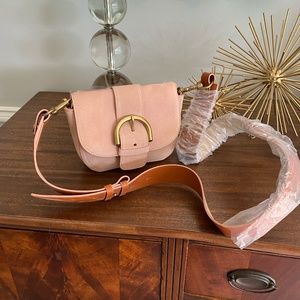NWT Blush Italian Suede Crossbody with leather strap